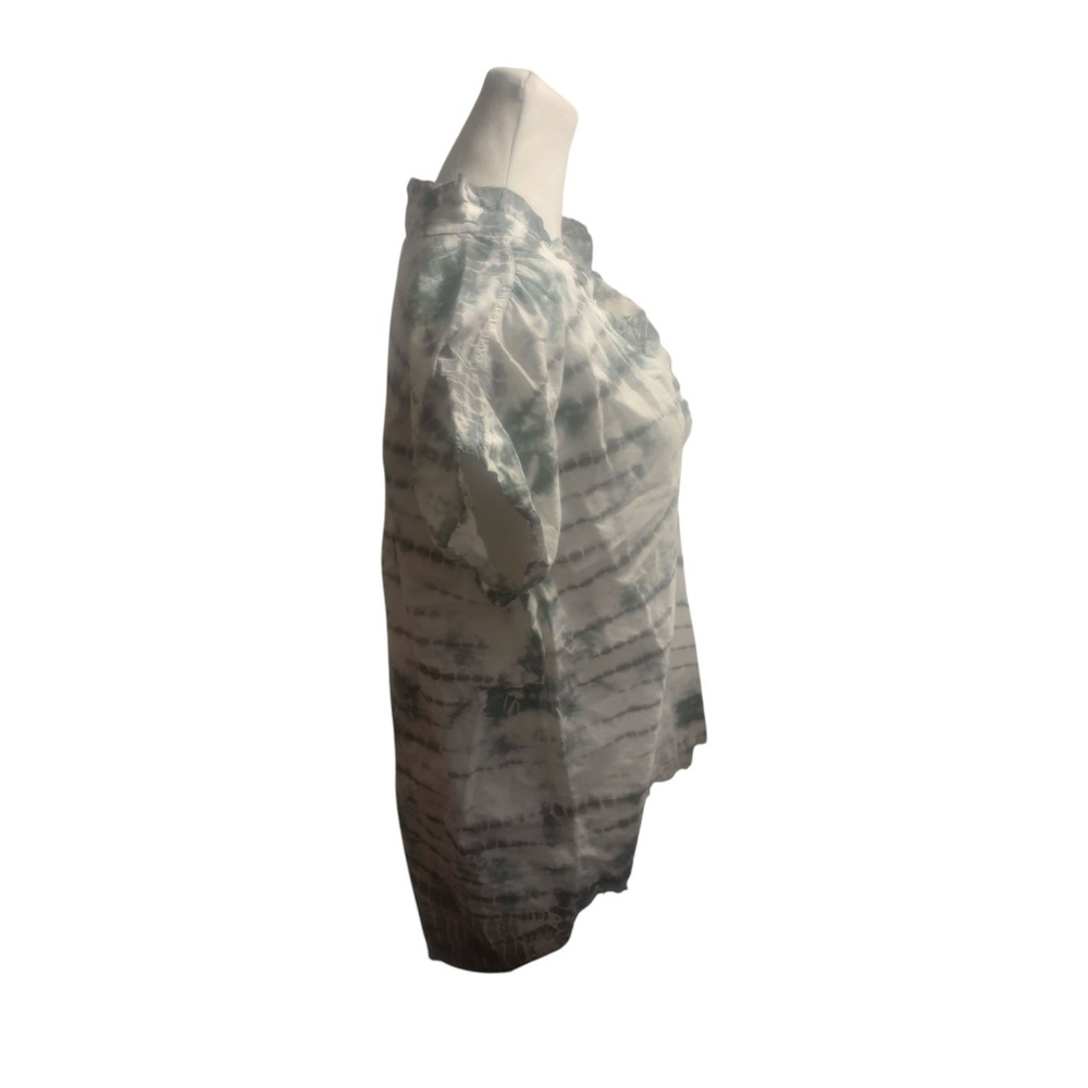 Wearable Linen Cotton Gauze Tunic Hi Low Tie Dye Raw Hem Beach Hippie Grey Blue - Picture 2 of 7